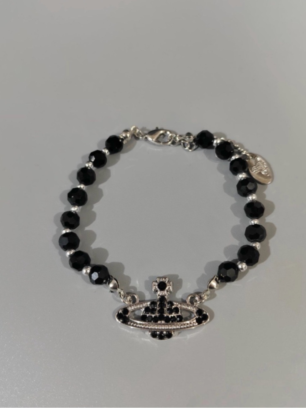 Vivienne Westwood Black Beaded Orb Pendant Bracelet
